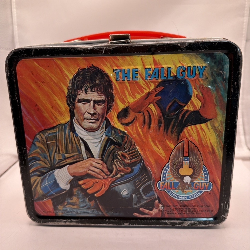 1981 The Fall Guy Aladdin Metal Lunch Box Lee Majors Stunt Man With Thermos
